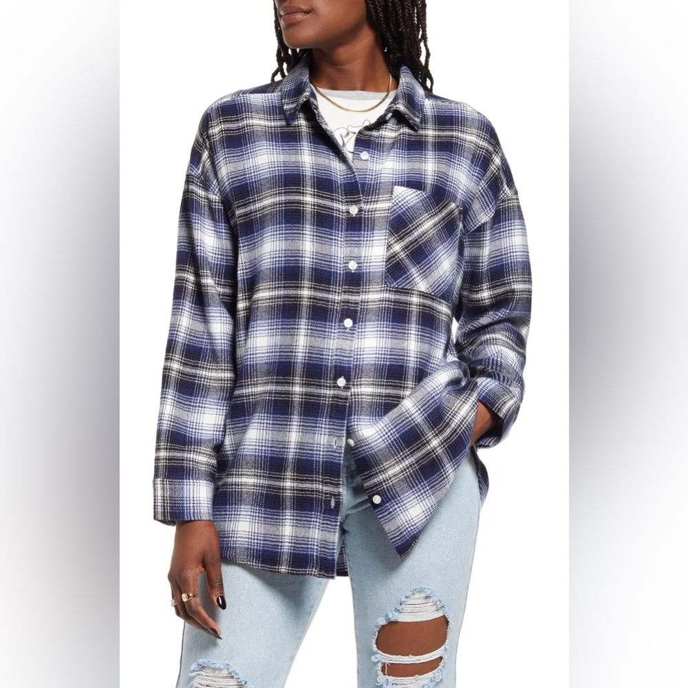 BP Boyfriend Plaid Shirt Cotton Blend Size XL